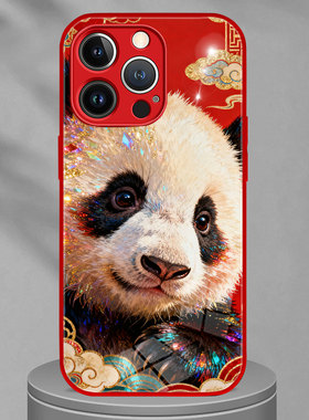 适用苹果17手机壳iphone14可爱熊猫华丽红色中国风OPPOFindx9祥云VIVOIQOO15华为nova14活力版荣耀400小米17p
