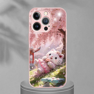 适用nova14古风春夏樱花hellokitty凯蒂猫KT治愈VIVOIQOO15华为mate80pro手机壳OPPOA6荣耀500小米红米note15