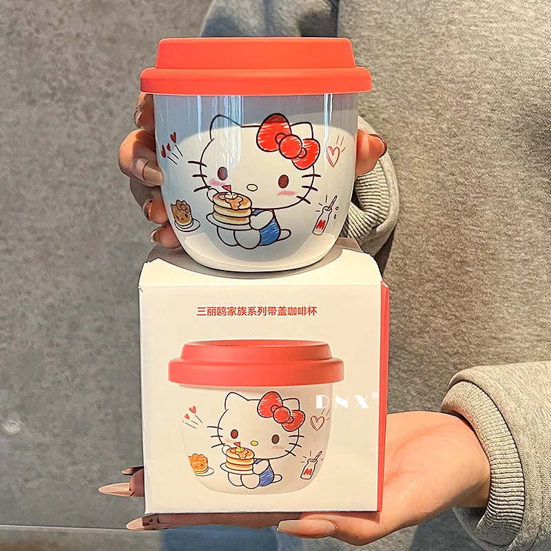 三丽鸥可爱迷你随手水杯咖啡杯带盖家用陶瓷马克杯送闺蜜生日礼物