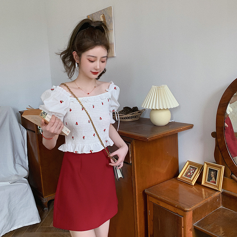 甜欲小个子高腰裙子女