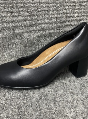 aeromaxer欧美春秋新款头层牛皮圆头粗跟高跟女护足弓单鞋39码