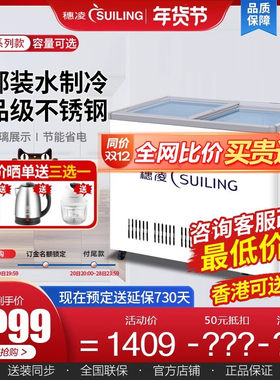 柜水柜的冰柜冰箱柜装水商用啤酒饮料西瓜冷藏养鱼卧式展示柜穗凌