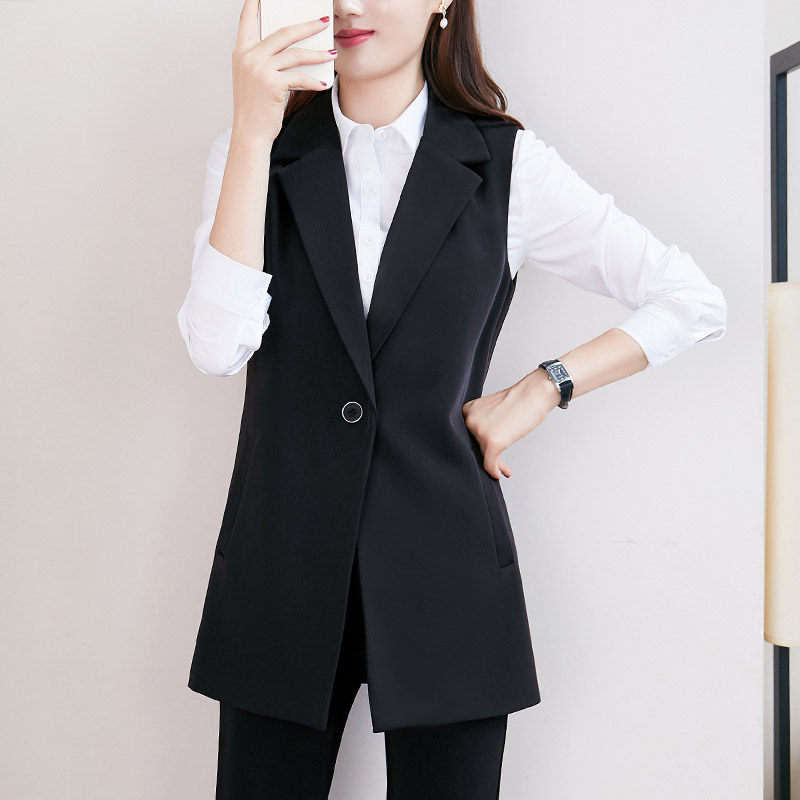 胖妹妹中长款气质女西装马甲大码胖mm显瘦百搭马夹西服外套200斤