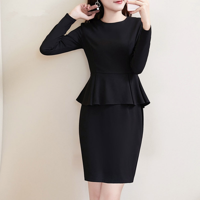 春秋大码女酒店前台珠宝店工装裙