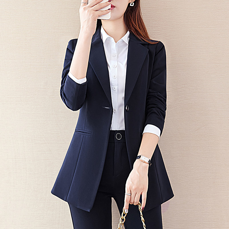 大码中长款职业西装女春秋200斤胖mm加肥加大显瘦正装西服套装OL