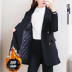 胖mm大码 休闲西服 加棉外套200斤宽松职业装 加厚女西装 秋冬中长款