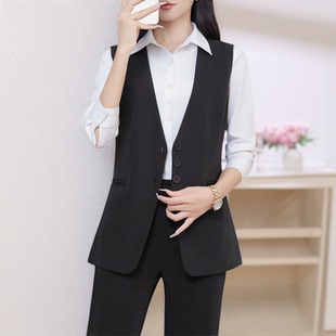 小个子大码西装马甲女春秋2025款商务正装气质工作服职业马夹套装