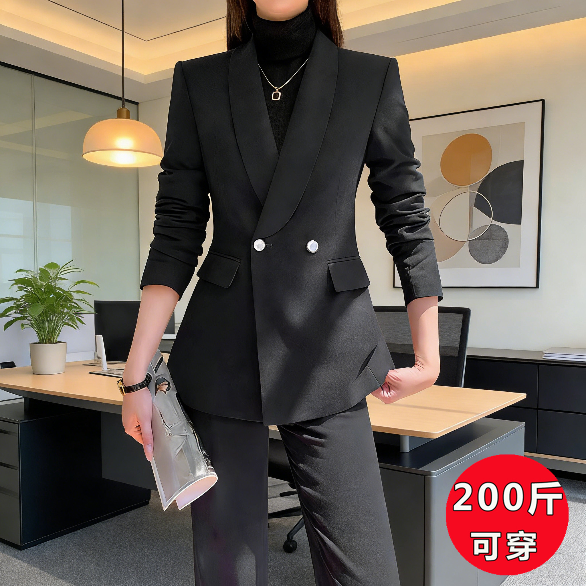 今年流行西装女正装外套胖mm大码面试工作服职业装西服套装200斤