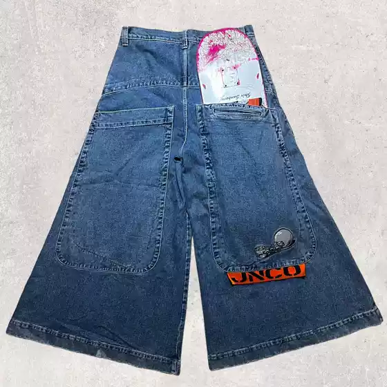 Hip Hop Y2K Jeans European and American Hip-Hop Street Fashion Skateboard Youth Large A-Line Pants Loose Wide-Leg Jeans