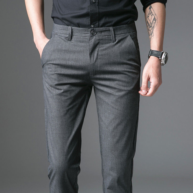 裤子男春新款男士休闲裤修身小脚长裤商务灰色西裤男裤直筒0119w,男装,西裤,淘宝优惠券,粉丝福利购,淘宝优惠卷