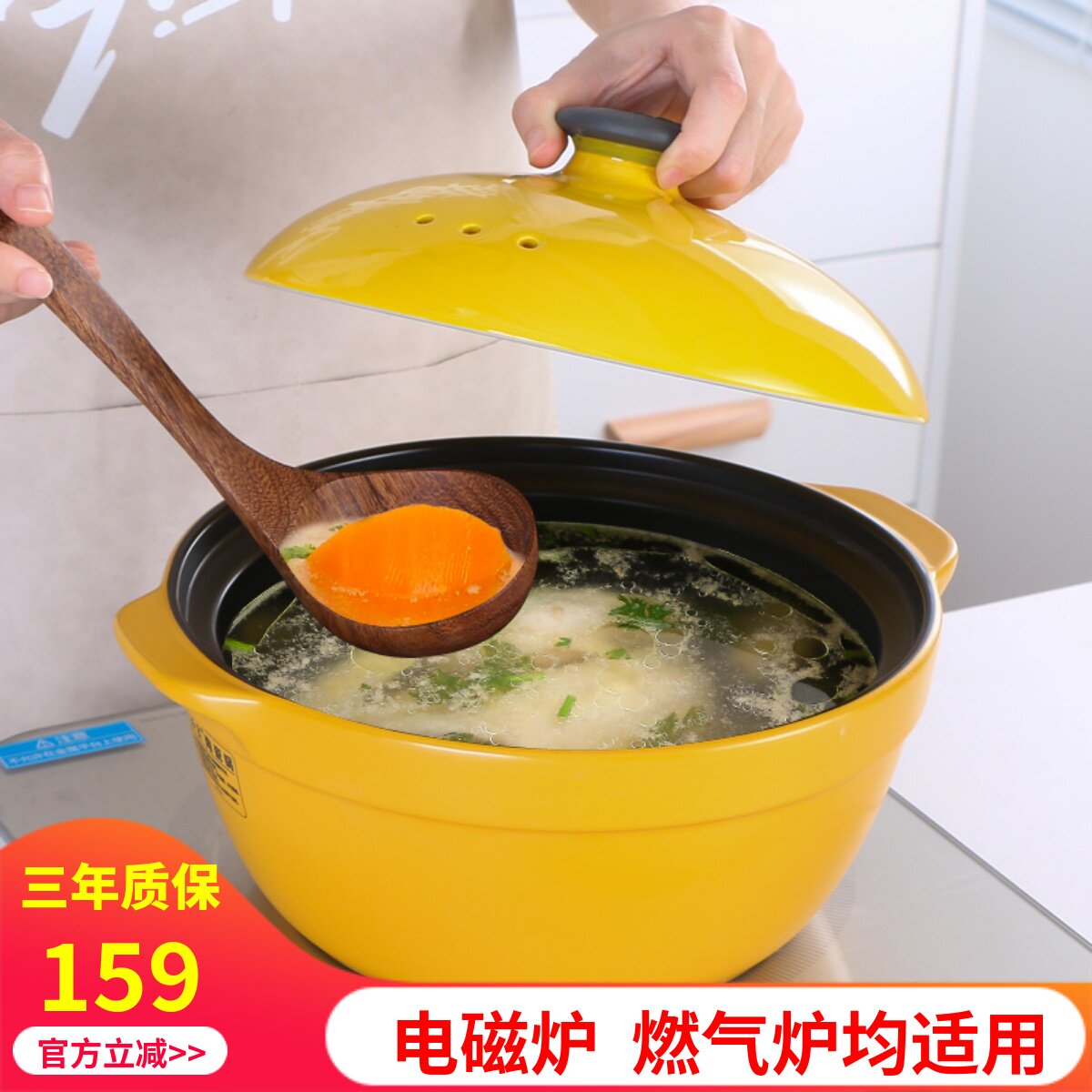 电磁炉专用砂锅燃气灶通用煤气炉两用陶瓷煲炖锅汤锅家用煎药一体