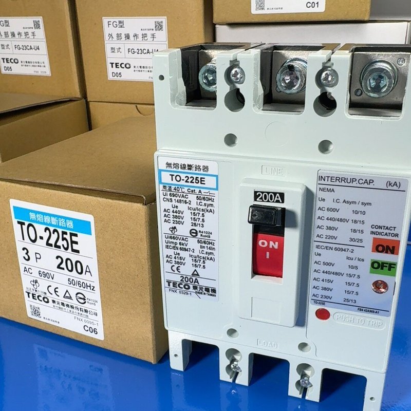 可维修-200A台湾东元TECO 无熔丝断路器,塑壳断路器,空气开关议价图片