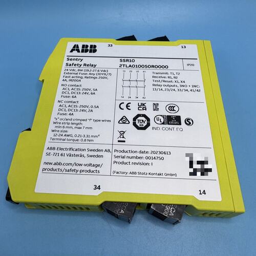可维修-全新ABB安全继电器Sentry SSR10，型号2TLA0议价