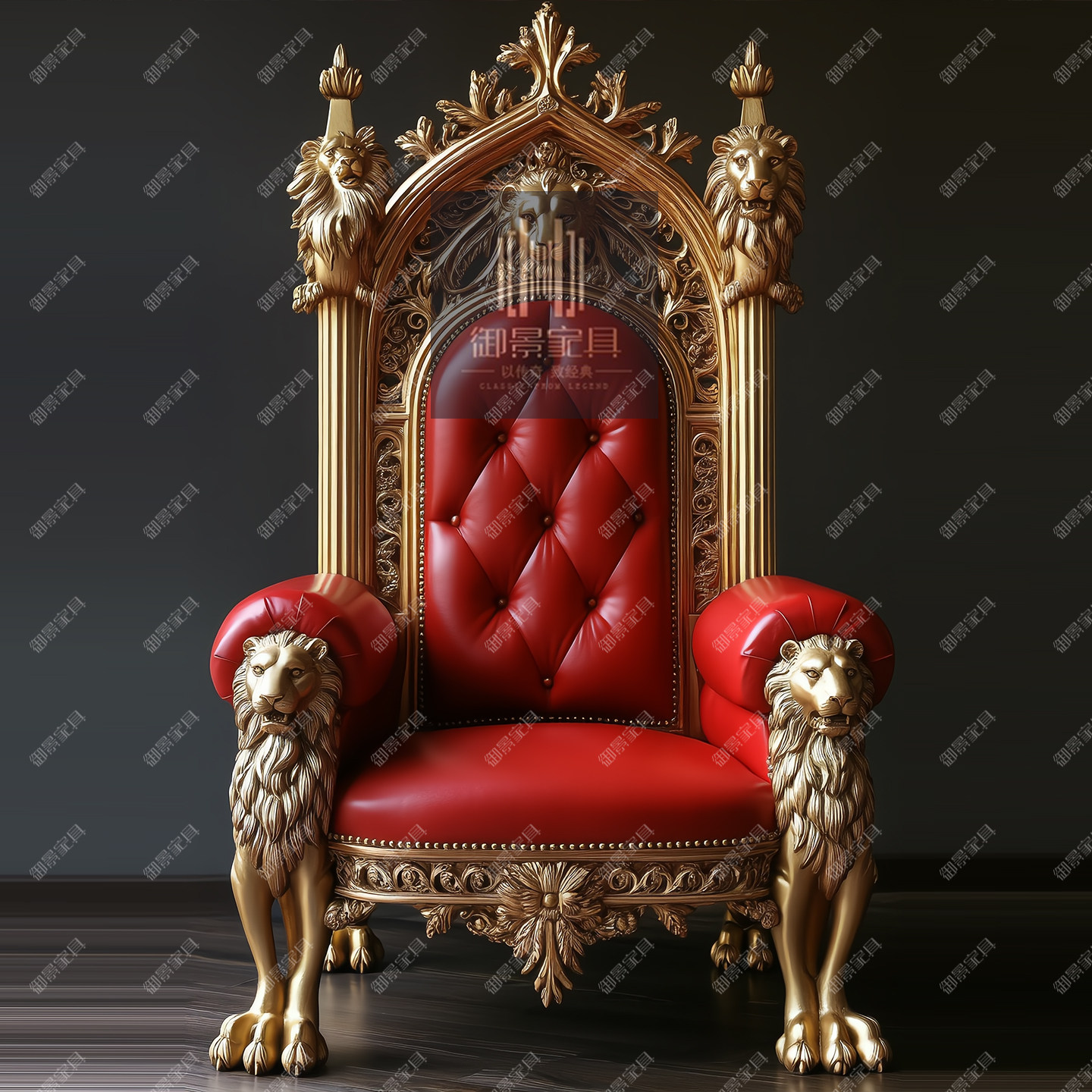 法式巴洛克真皮书椅实木沙发椅欧式复古单人客厅办公休闲椅老虎椅