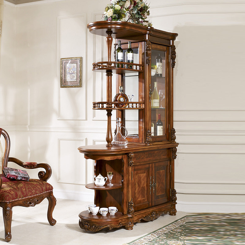 欧式高端全实木双面隔断柜子家用餐厅间厅柜客厅展示柜饰品柜定制