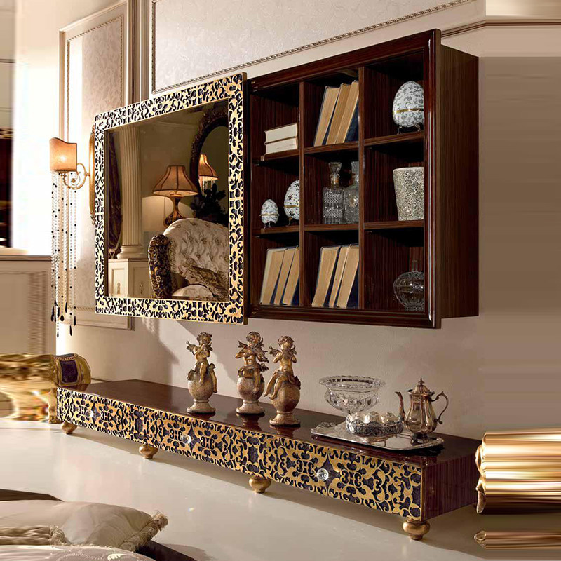 法式高端实木电视机柜子欧式客厅高端视听柜家用组合装饰柜背景柜