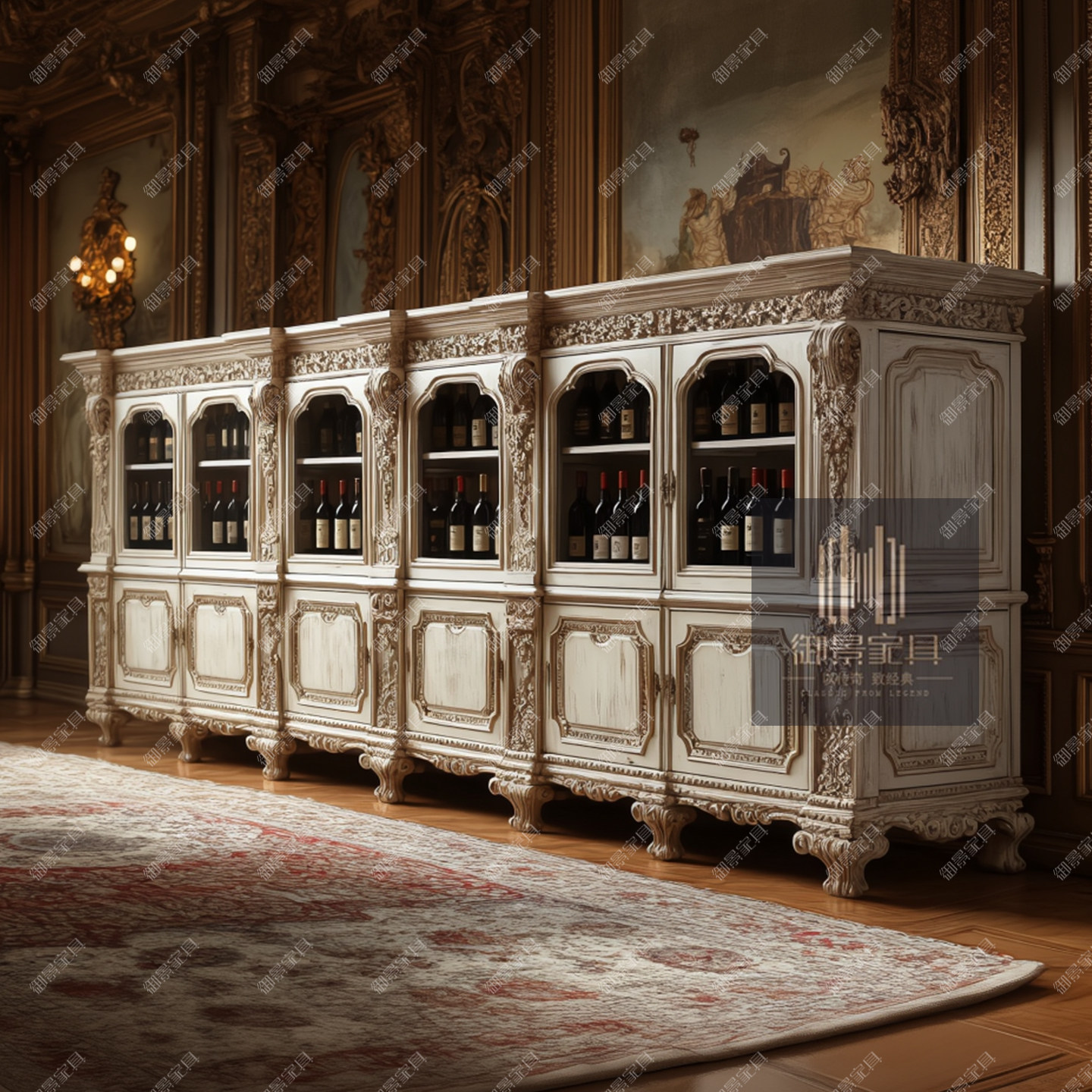 欧式雕花定制书柜法式巴洛克组合酒柜别墅豪宅大户型酒窖展示柜子