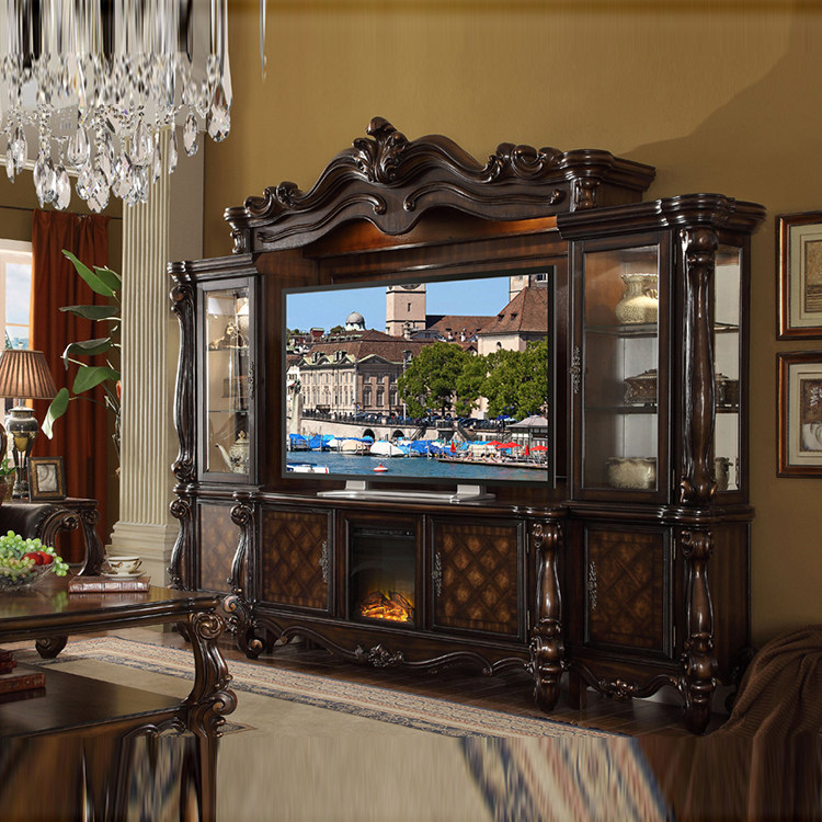 欧式全实木组合电视柜子客厅大型展示柜饰品柜美式背景墙装饰柜