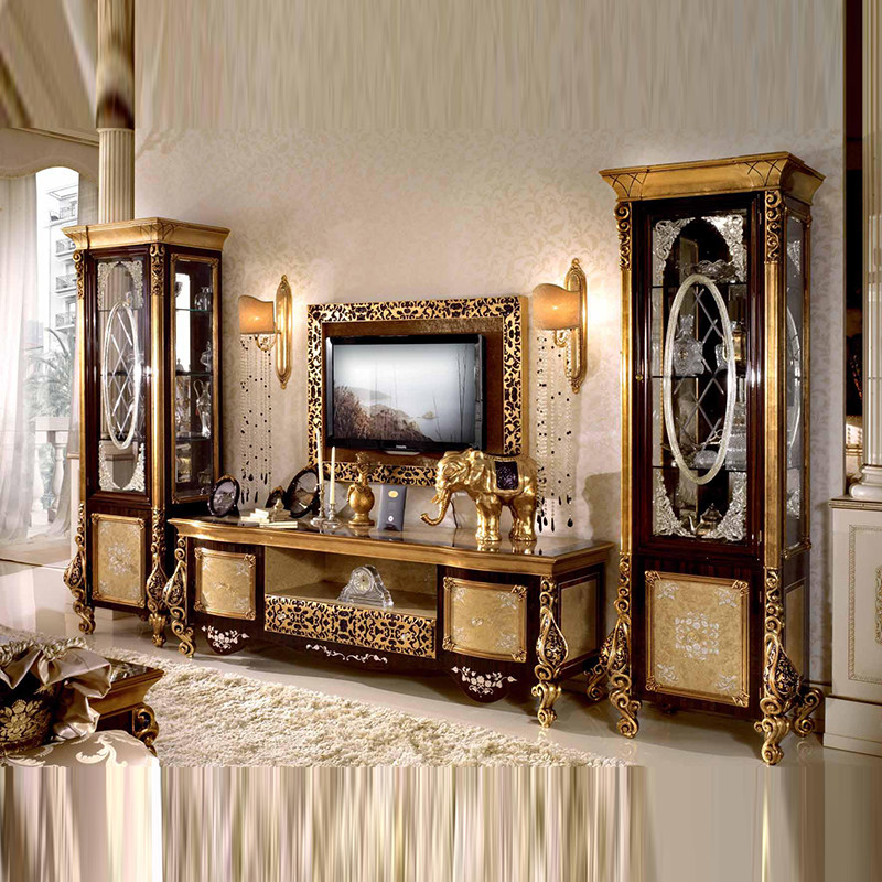 法式宫廷组合电视机柜子家用客厅视听柜影视柜欧式复古高端柜子