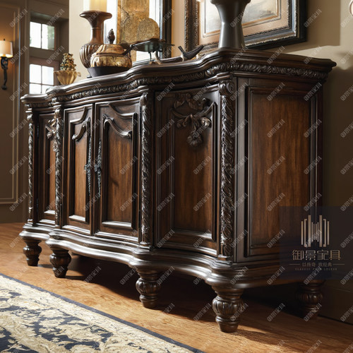 美式实木玄关柜欧式玄关台展示柜