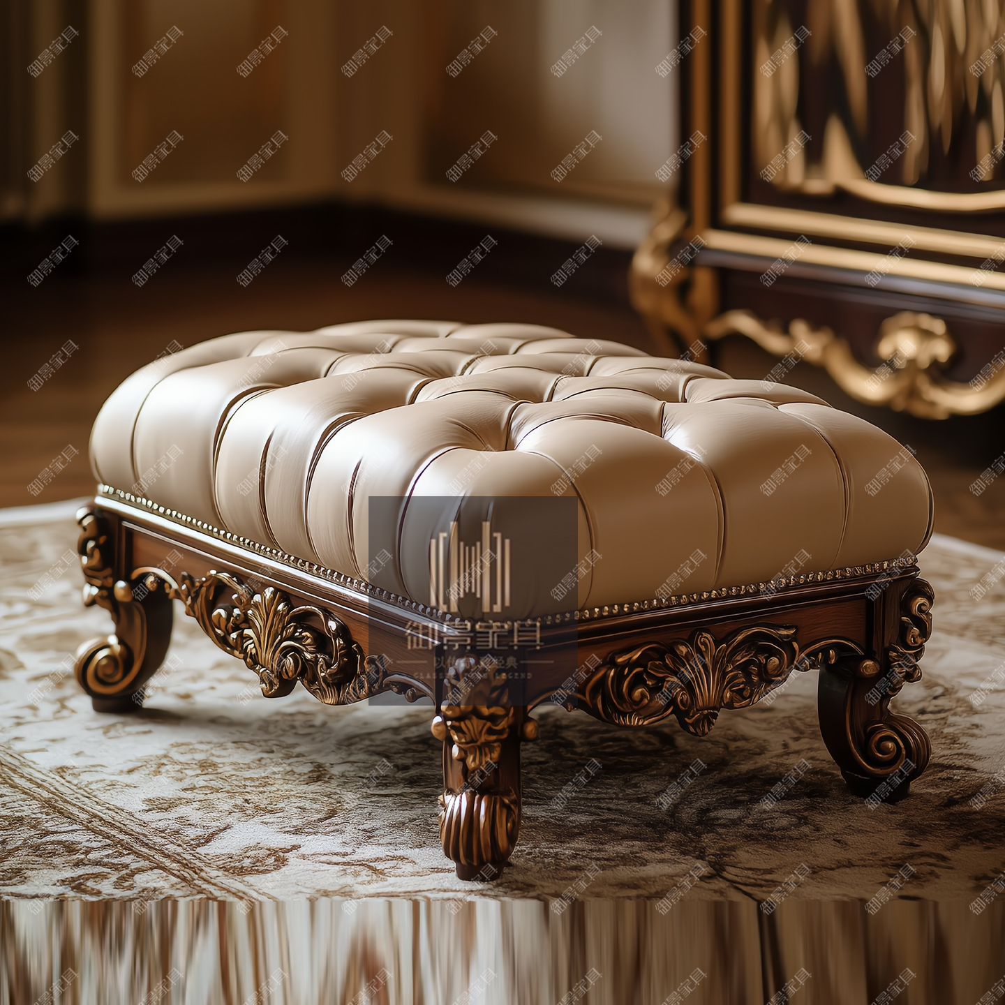 欧式凳茶台凳雕花沙发凳脚踏矮凳