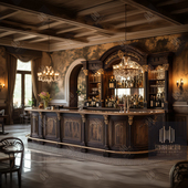 饰台门厅柜酒店会所售楼部餐台前台 古典吧桌装 美式 实木吧台桌欧式