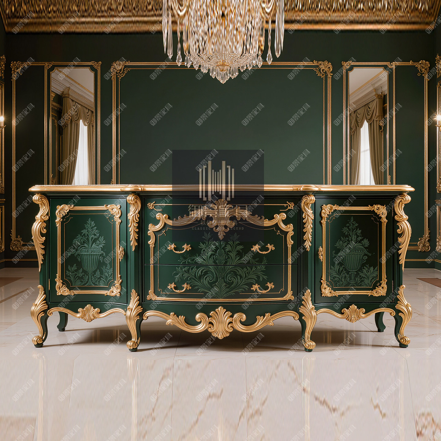 欧式实木餐边柜餐厅复古雕花储物柜收纳柜收藏柜边柜靠墙玄关柜子