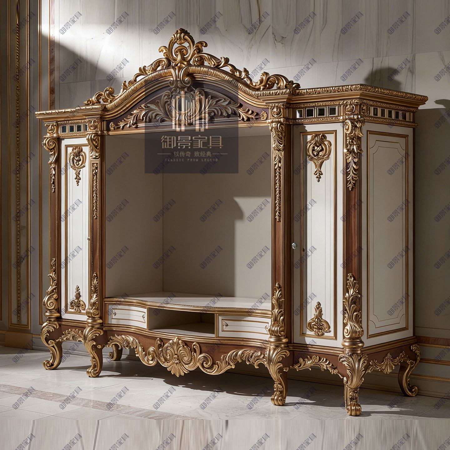 欧式宫廷客厅组合电视柜展示柜法式宫廷奢华展示柜子别墅家具定制