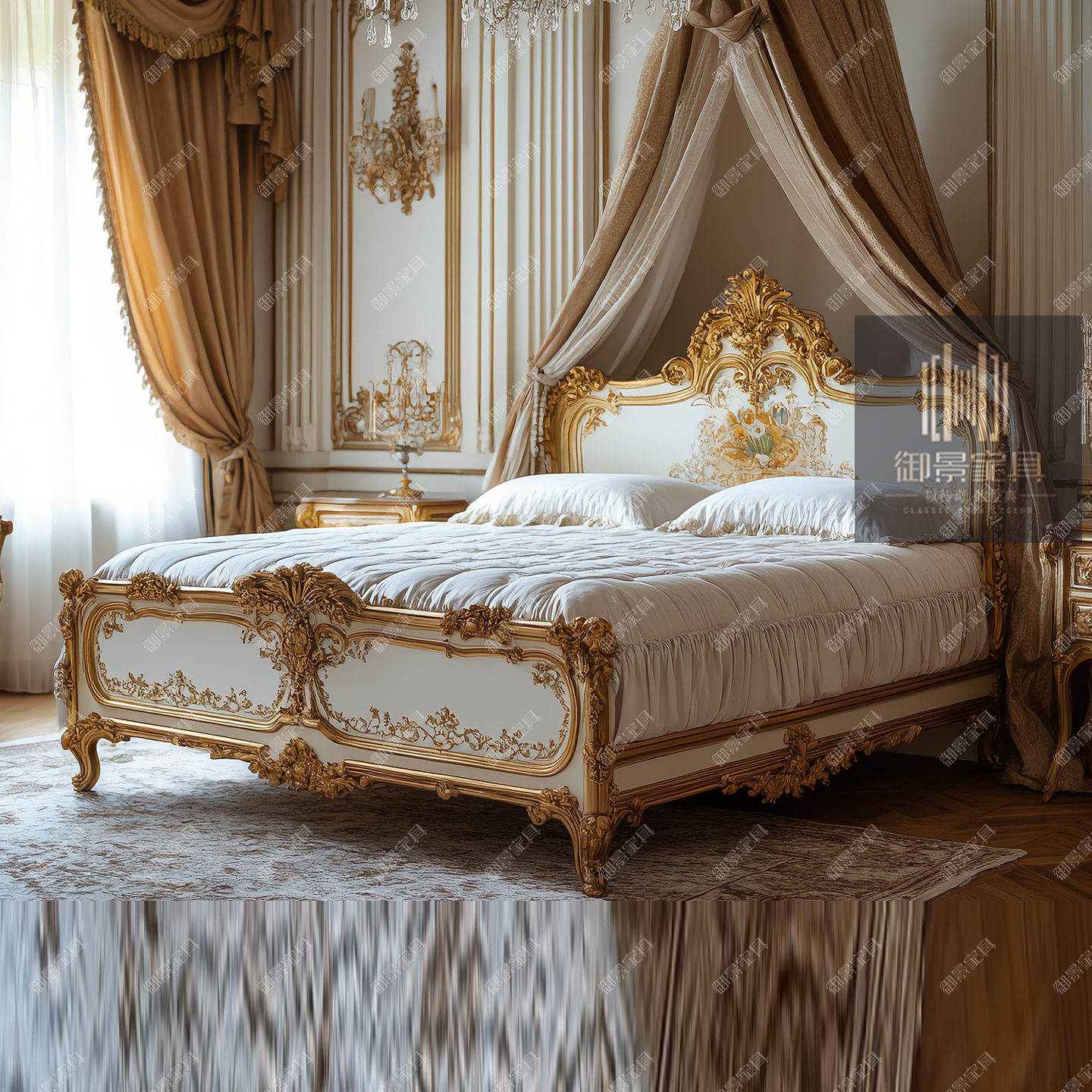 法式宫廷主卧婚床家用公主床女孩子卧室彩绘床大户型别墅双人床