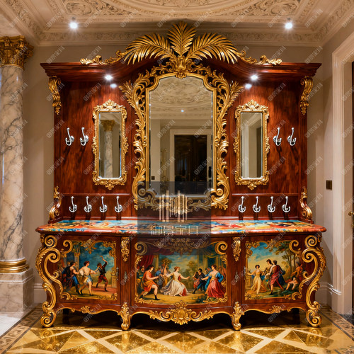 巴洛克实木餐边柜欧式茶水柜定制