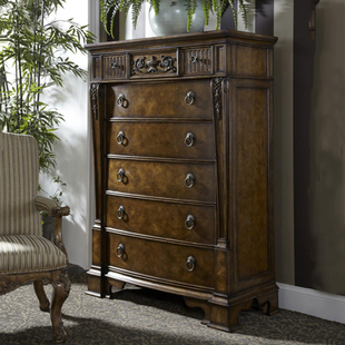 欧式柚木色斗柜储物柜子家用美式复古五斗六斗柜别墅样板间家具