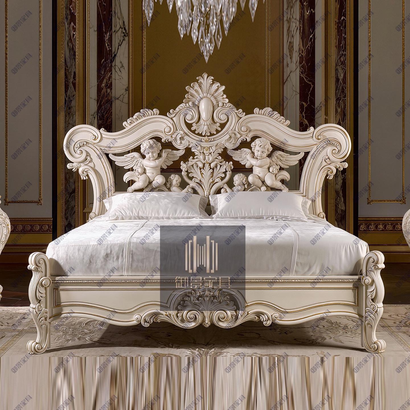 法式实木雕花床欧式奢华双人床主卧宫廷风公主床别墅大平层婚床