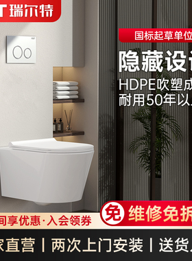 瑞尔特壁挂式马桶悬挂式墙排坐便器入墙式家用卫生间隐藏式水箱