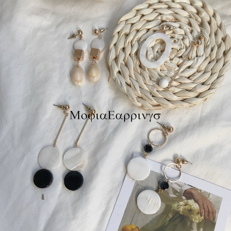 Mojia/仙女冷淡风系列  贝壳不规则设计感不对称极简流行耳钉耳环