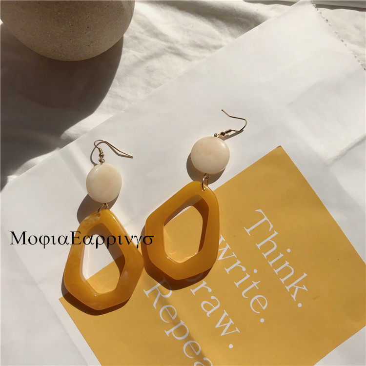 Mojia/不会撞的姜黄色 流行时髦夸张不规则anna同款耳钩耳环耳夹
