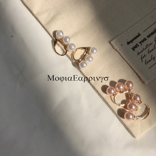 Mojia/三颗珍珠Jill大姐姐同款香槟白珍珠气质小巧日常耳钉耳环
