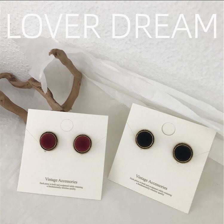 丝绒圆形欧美风韩国百搭银耳钉