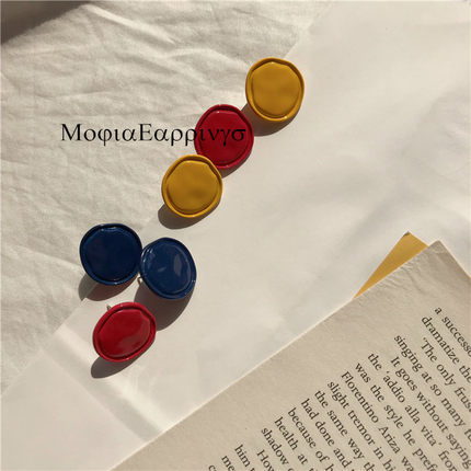 Mojia/春夏亮色 度假好看简单百搭不规则几何圆环925银耳钉耳环