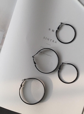 mojia简单风时髦黑色圆环