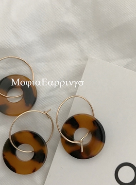 俏皮风镂空豹纹高级感醋酸圆环