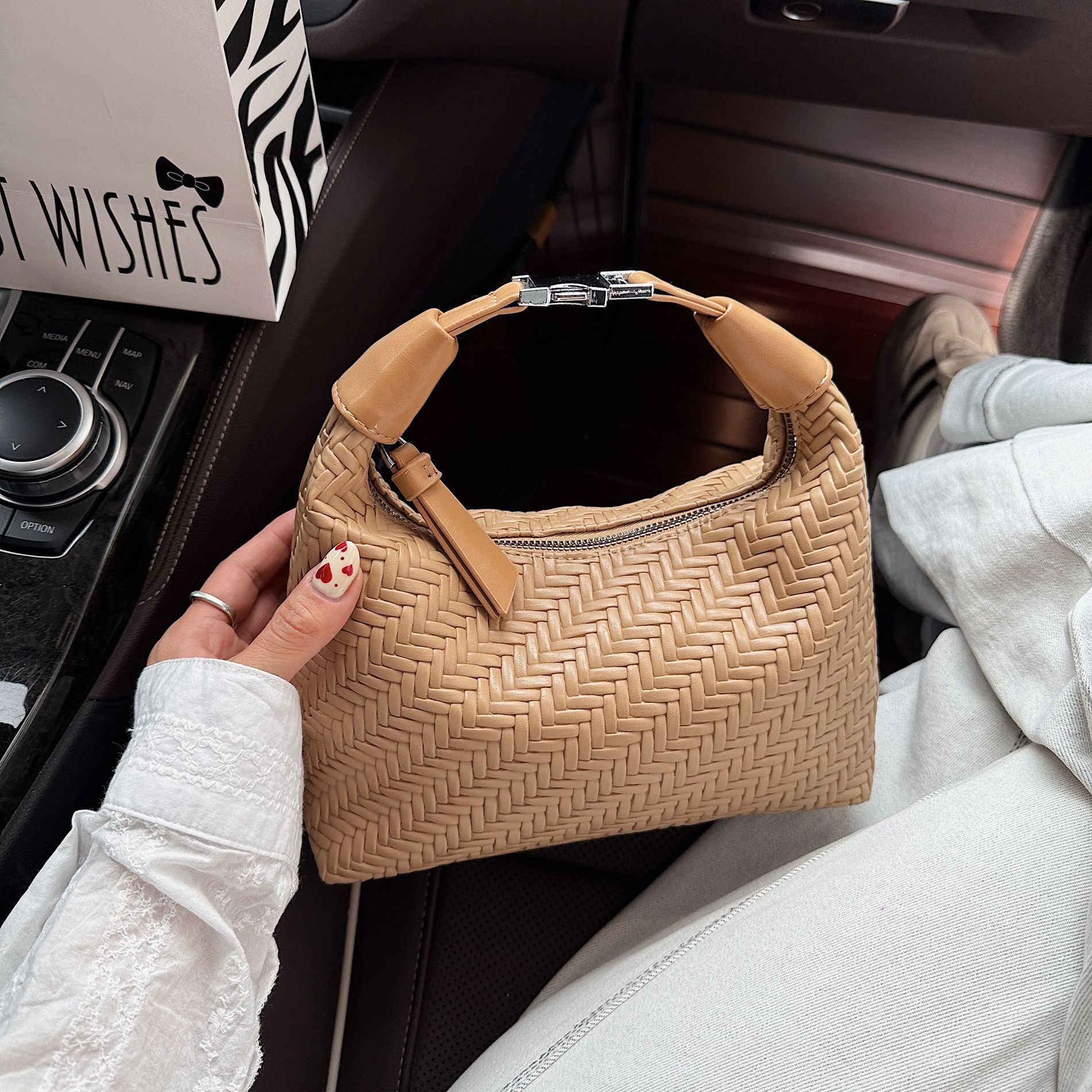 跨境大容量腋下包包女2025新款时尚编织单肩斜挎包纯色手拎饺子包,箱包皮具/热销女包/男包,胸包,淘宝优惠券,粉丝福利购,淘宝优惠卷