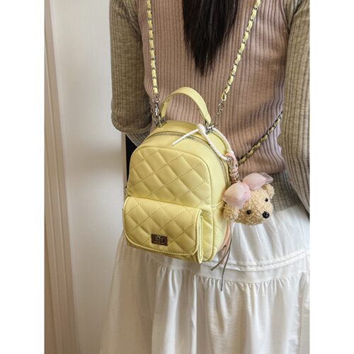 菱格绣线女式双肩包2026新款百搭链条后背包夏季迷你小书包斜挎包