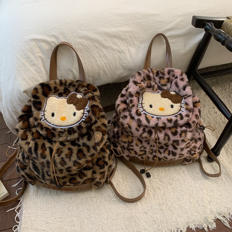 洋气豹纹ins气质女双肩包秋冬新款时尚休闲学生背包韩版复古潮包