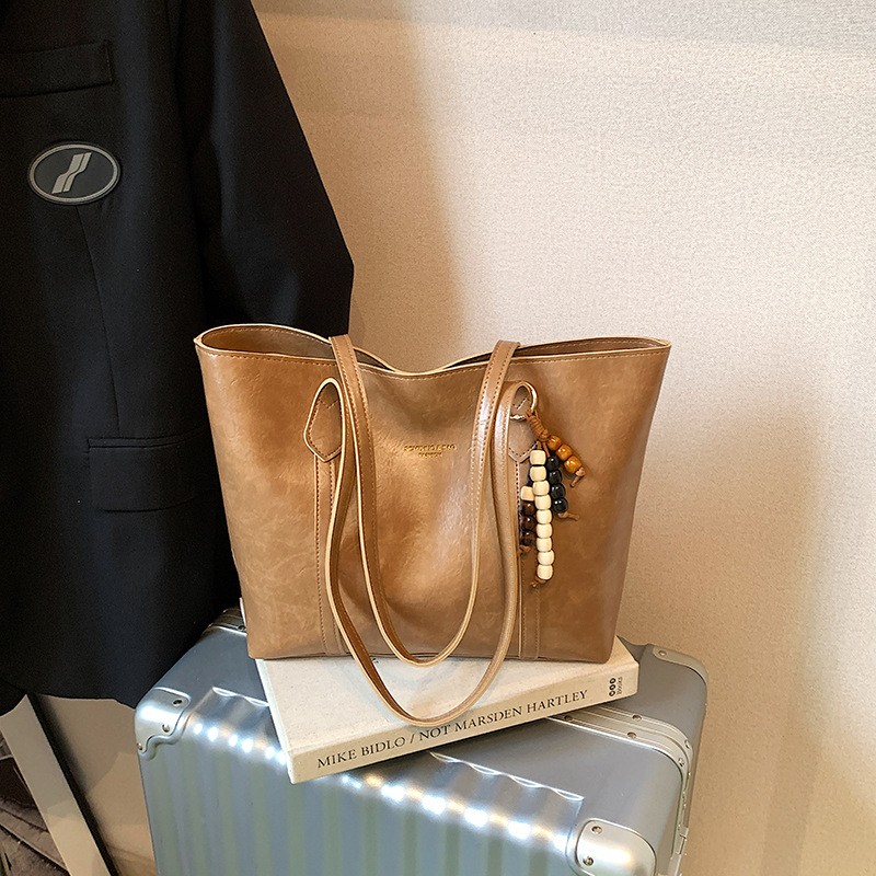 高级质感油蜡皮托特包女20