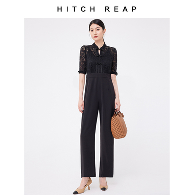 希区瑞普夏装女新款连体衣高端气质蕾丝修身显瘦收腰直筒裤连体裤