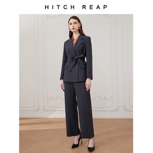 希区瑞普原创设计精纺羊毛西装套装阿拉善盟细羊毛廓形收腰优雅OL