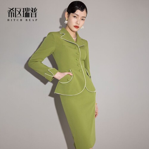 法式复古外套包臀半身裙套装