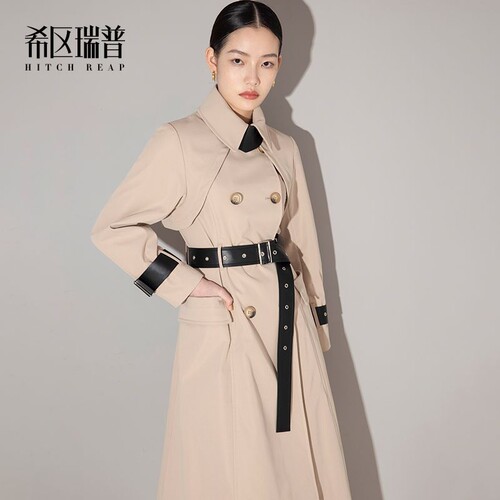 希区瑞普高级感双排扣腰带风衣