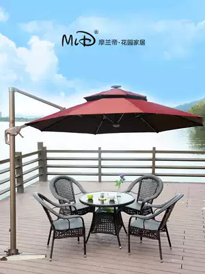 Outdoor woven rattan table and chair courtyard garden balcony coffee table rattan chair three-piece set Leisure Farm leisure table and chair combination simple