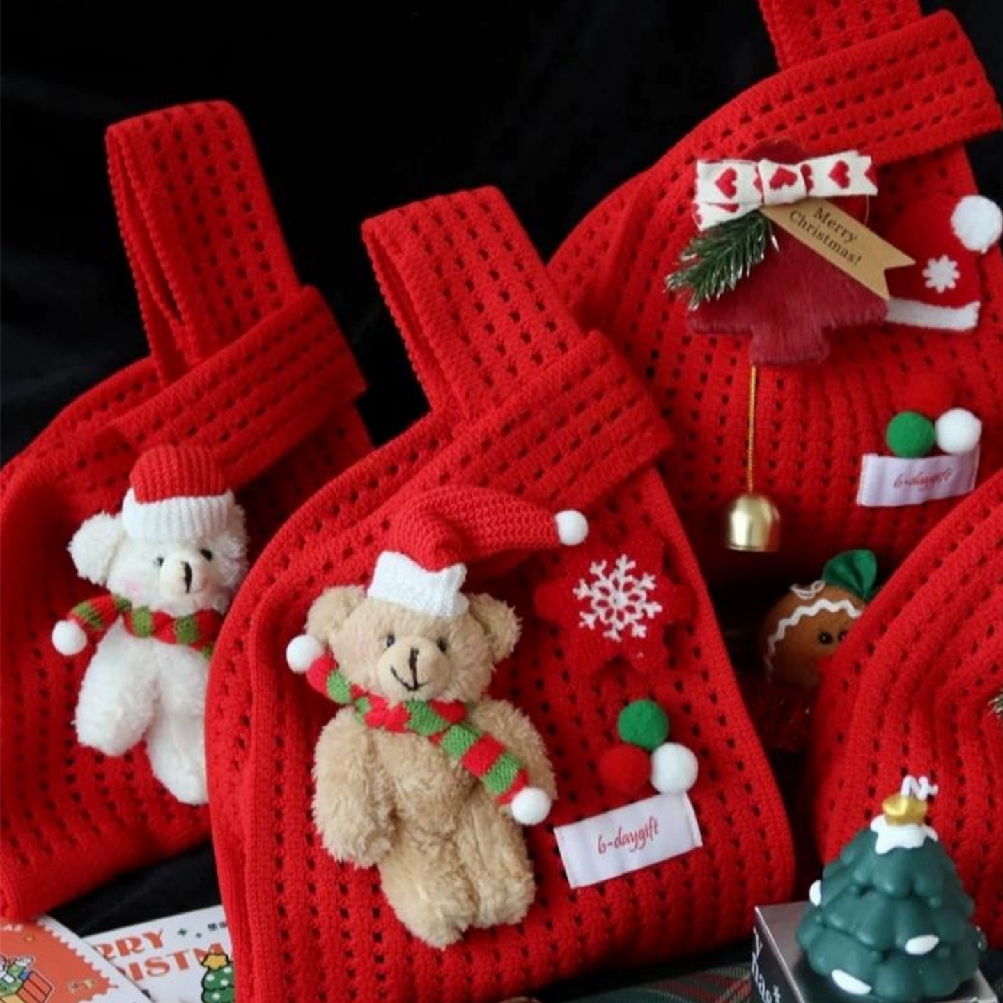 圣诞节礼物实用公司活动礼品送员工客户创意苹果糖果针织袋伴手礼